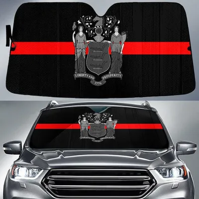 Black Line Red Liberty And Prosperity Printed Car Sun Shades Cover Auto Windshield PrintSyde