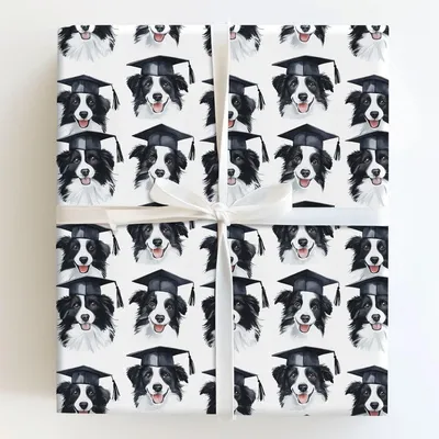 Border Collie Graduate - Gift Wrap for Christmas, Holidays Wrapping Paper, Christmas Wrapping Paper