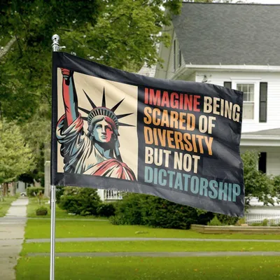 Imagine Being Scared Of Diversity Flag, Equality And Freedom Banner, Liberty And Justice Decor, Political Expression House Flag Horizontal House Flag