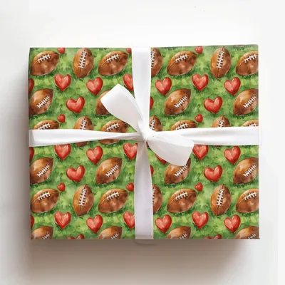 My Football Valentine - Gift Wrap for Christmas, Holidays Wrapping Paper, Christmas Wrapping Paper