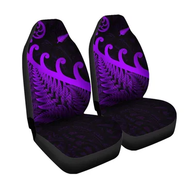 New Zealand Rugby Maori Car Seat Coverlver Fern Koru Vibes Purple
