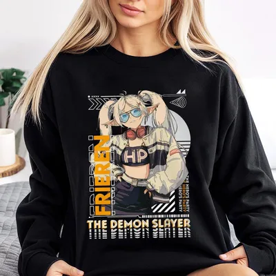 Frieren Front Print Only Sweatshirt, Elf Mage Anime Sweatshirt, Sousou No Frieren Sweatshirt, Fantasy Anime Gift, Fern And Frieren Sweatshirt