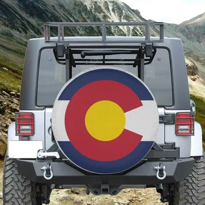 Colorado State Flag Spare Tire Cover , Waterproof, Free Us Shipping, Fits Campers , No Camera Spare Tire Cover