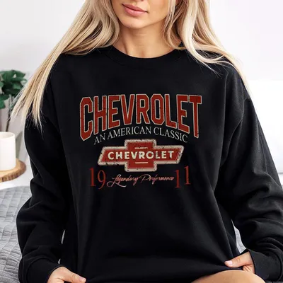 Chevrolet American Sweatshirt – 90s Vintage Style Sweatshirt, Vibrant Retro Colors, Unisex Car Lover Classic Chevy Accessories Sweatshirt