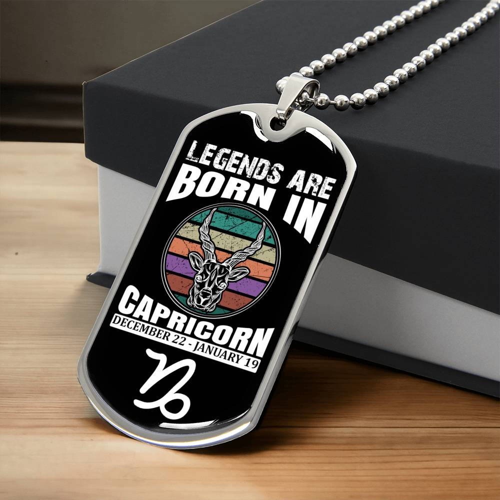 Capricorn Legend Personalized Dog Tag Necklace - Army Tag Necklace, Dog Tag