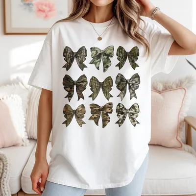 Camo Coquette Bow Duck Hunting T-Shirt Old School Camo Camo T-Shirt