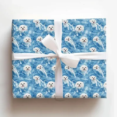Pool Day with the Maltese - Gift Wrap for Christmas, Holidays Wrapping Paper, Christmas Wrapping Paper
