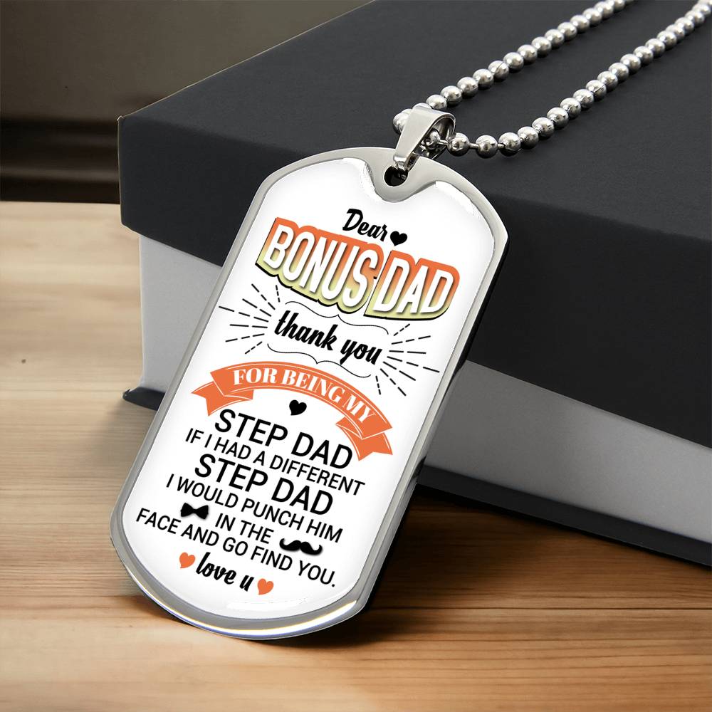 Fathers Day Gift For Step Dad From Step Daughter, Fathers Day Present For Step Dad, Fathers Day Ideas For Stepdad - Army Tag Necklace, Dog Tag