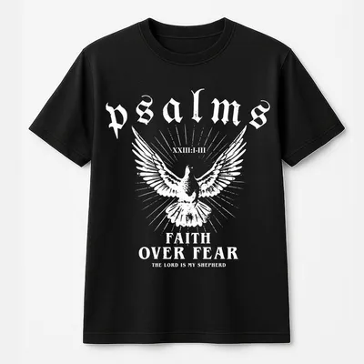 Psalms Faith Over Fear Unisex T-Shirt, Christian T-Shirt With Design Jesus Is King Motivational Verse T-Shirt, Classic Tops