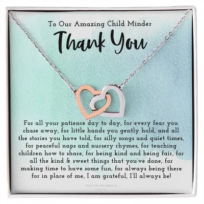 Thank You Gift For Child Minder Child Minder Appreciation Gift Child Minder Leaving Gift Childminder Christmas Gift Child Minder Necklace Interlocking Hearts Necklace