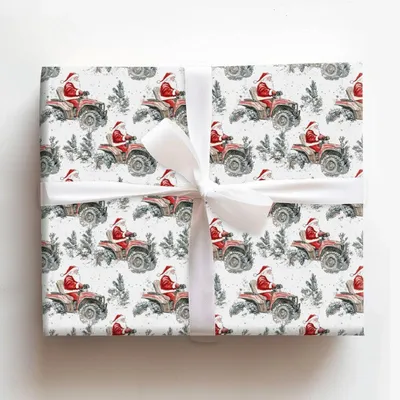 Snow Dash Santa - Gift Wrap for Christmas, Holidays Wrapping Paper, Christmas Wrapping Paper