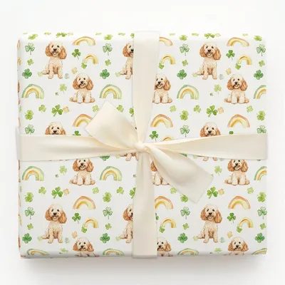 Rainbows with the Cavapoo - Gift Wrap for Christmas, Holidays Wrapping Paper, Christmas Wrapping Paper