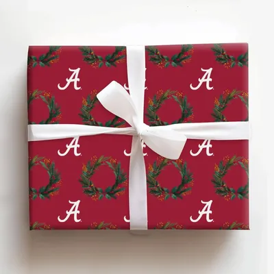 Crimson Wreath of Alabama - Gift Wrap for Christmas, Holidays Wrapping Paper, Christmas Wrapping Paper