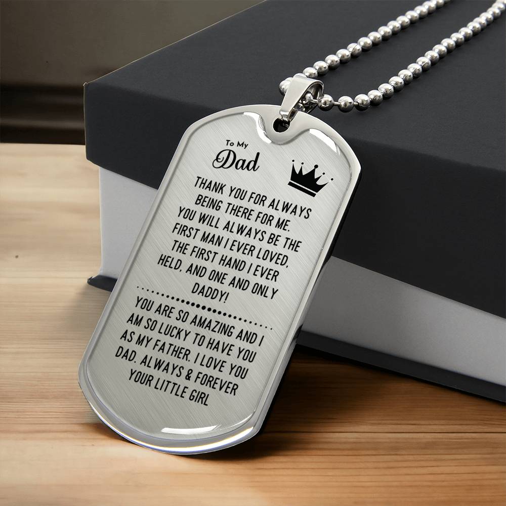Daddy Gift From Daughter - Dog Tag Pendant - Army Tag Necklace, Dog Tag