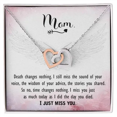 Mom - I Just Miss You - Interlocking Heart Necklace Interlocking Hearts Necklace