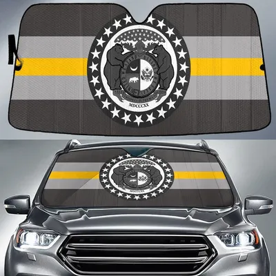 Missouri State Subdued Flag White And Yellow Printed Car Sun Shades Cover Auto Windshield PrintSyde