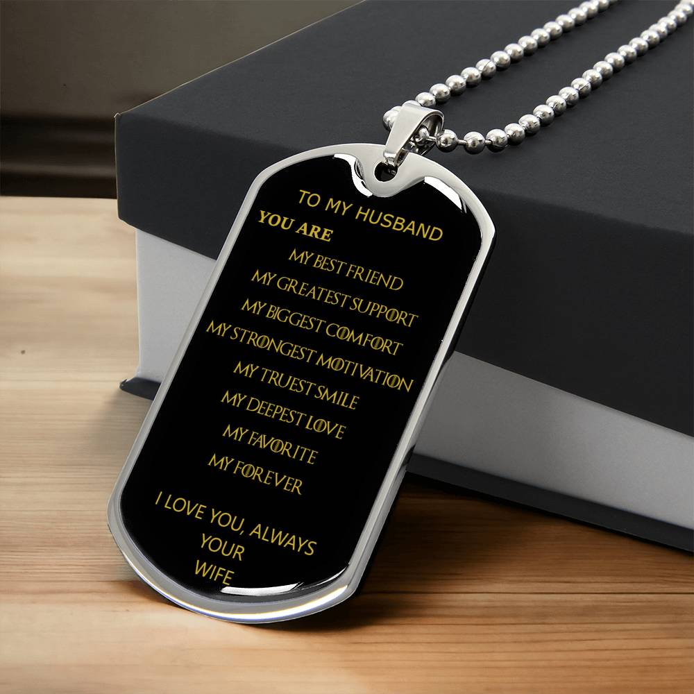Husband Necklace - To My Husband, My Forever - Army Tag Necklace, Dog Tag