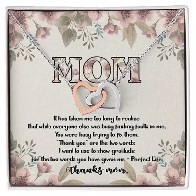 Perfect Life Thanks Mom D9312 Interlocking Hearts Necklace