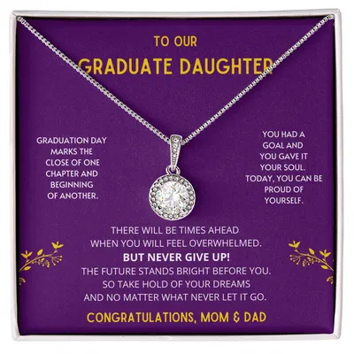 The Future Stands Bright Before You! Graduate Daughter - Necklace, College Graduation Gift For Her, High School, Senior Graduation, Congratulation From Parents To The Graduate, Love Knot Necklace, Daughters Birthday, Unique, Grown Up Daughter