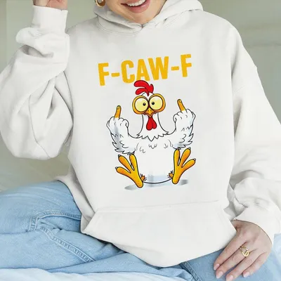 Cotton Unisex Funny Rooster F Caw F Chicken Hoodie Fcawf Chicken Hoodie Menswear Top Hoodie Men Men'S