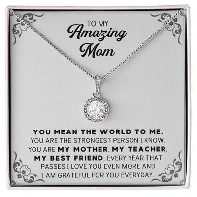 Mothers Day Necklace Gift for Mom from Daughter, Mother of Groom Gift from Son, Presents for Mom Birthday, Cubic Zirconia Jewelry for Mom