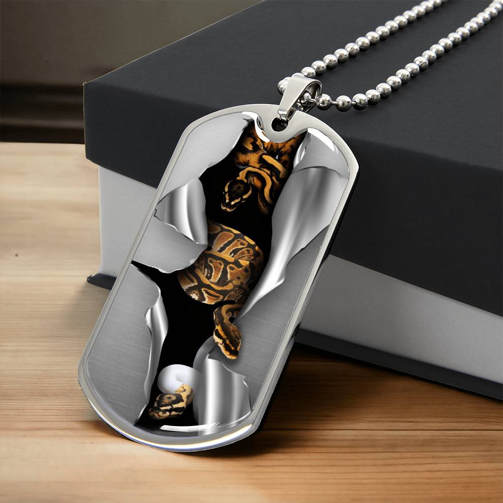 Ball Python - Army Tag Necklace, Dog Tag