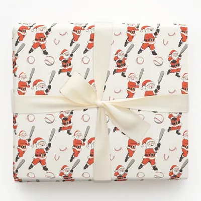 Ho Ho Home Run - Gift Wrap for Christmas, Holidays Wrapping Paper, Christmas Wrapping Paper