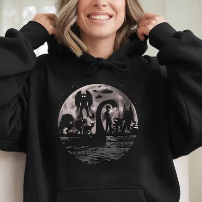 New Collection For Women 100 Cotton Mysterious Creatures Graphic Hoodie Spooky Cute Aesthetic For Night Owls Gift