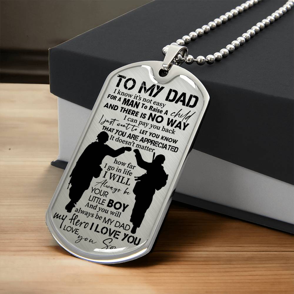 From Son To My Dad It’S Not Easy To Raise A Child Army Solider Father’S Day Military Dog Tag Pendant Necklace - Army Tag Necklace, Dog Tag