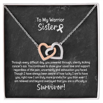 Sister Cancer Survivor Necklace Interlocking Hearts Necklace