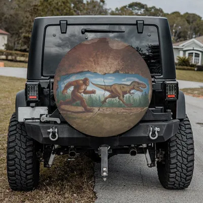 Bigfoot And Dinosaur Spare Tire Cover With Or Without Backup Camera Hole, Bigfoot Tire Cover, Bigfoot Spare Tire Cover Spare Tire Cover