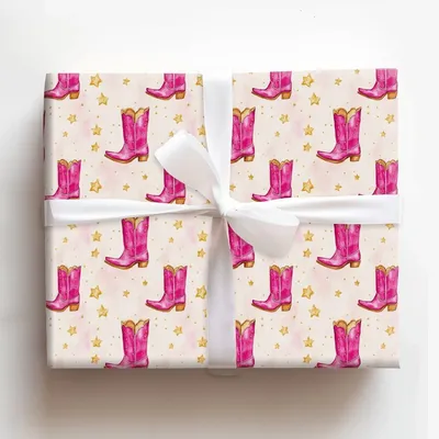Boot Scootin Birthday - Gift Wrap for Christmas, Holidays Wrapping Paper, Christmas Wrapping Paper