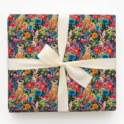 Garden Day with the Devon Rex - Gift Wrap for Christmas, Holidays Wrapping Paper, Christmas Wrapping Paper