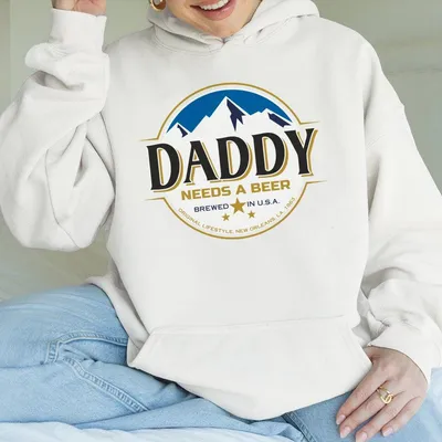 Busch Light Pappy Daddy Needs A Beer Logo Fathers Day Hoodie, Trendy Casual Graphic Hoodie, Daily Casual Cotton Menswear