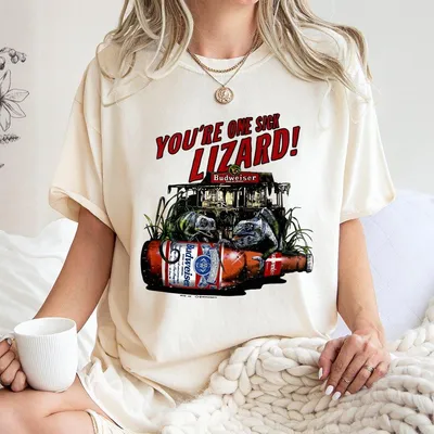 Vintage Budweiser T-Shirt 1990s Lizard Chameleon Frogs Design Unisex T-Shirt For Men And Women Casual Graphic Top For Daily