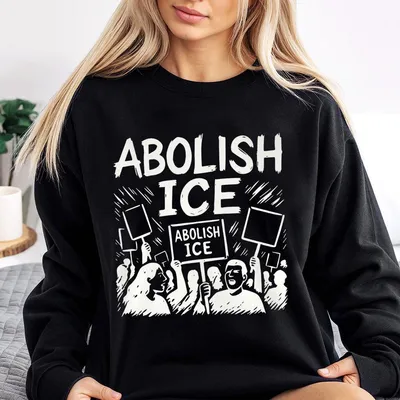 Abolish Ice No Human Is Illegal Sweatshirt, Trendy Unisex Graphic Sweatshirt For Men And Women, Casual Outfit, Comfortable Menswear
