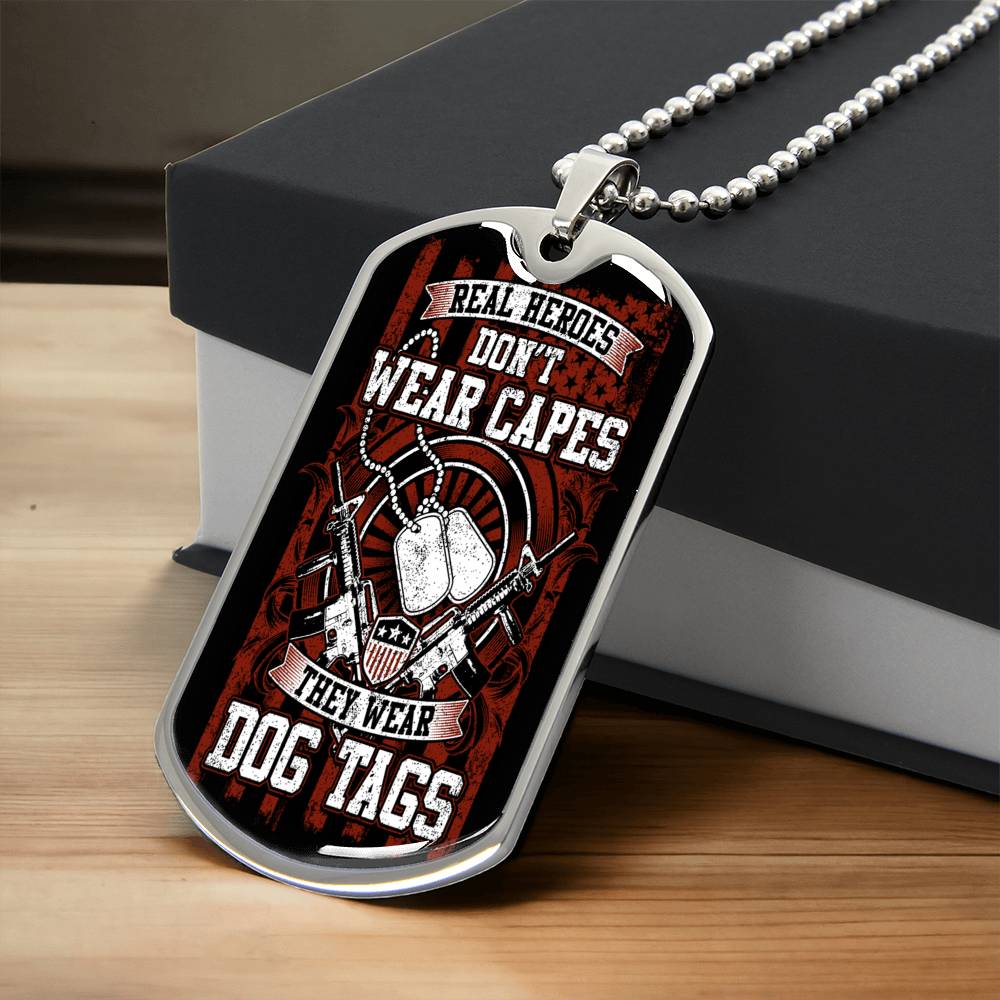 Real Heroes Don't Wear Capes Fathers Day Friendship Day Gift Veteran Independence Day Memorial Day Dad Brother Gift Ideas - Army Tag Necklace, Dog Tag