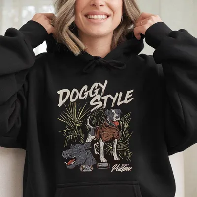 Pull Time Doggy Gear Hoodie Unisex Hog Hunting 100 Cotton Casual Outdoor Hoodie For Men And Women