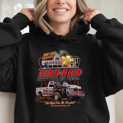 Dirty Hooker Diesel Hoodie & Hoodie – 2 Sided Hot Rod Car Graphic, Unisex Streetwear For Truck Fans, Bold Racing Apparel