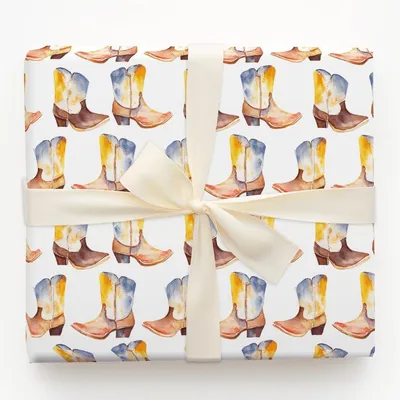 Showed Up in Boots - Gift Wrap for Christmas, Holidays Wrapping Paper, Christmas Wrapping Paper