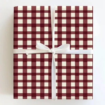 Maroon Check - Gift Wrap for Christmas, Holidays Wrapping Paper, Christmas Wrapping Paper