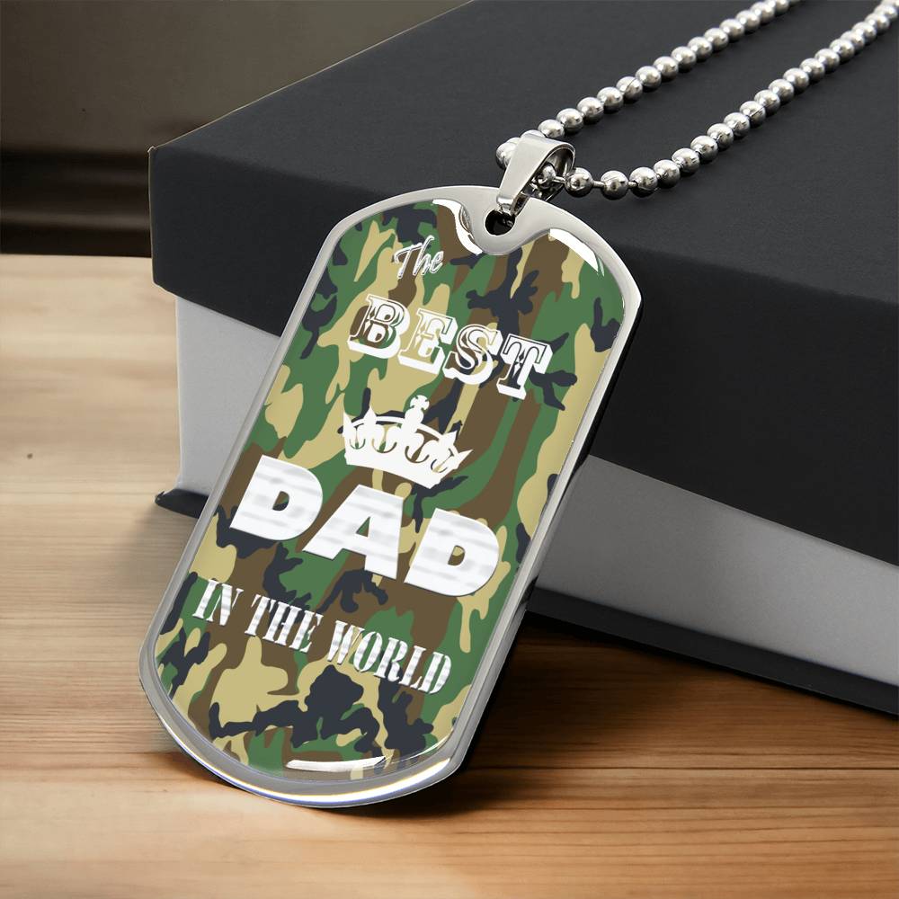 To My Best Dad In The World - Army Tag Necklace, Dog Tag