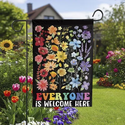 Vertical Garden - Idaho Teacher Flag Everyone Is Welcome Here Garden Flag, Inclusion And Equality, Protest And Resist Vertical Garden Flag, Idaho Teacher , Lgbt Support