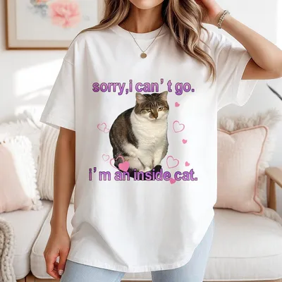 I'M An Inside Cat Y2k Funny T-Shirt For Men And Women Unhinged Graphic T-Shirt Funny T-Shirt Exchange