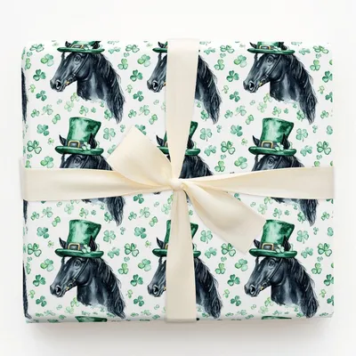 Leprechaun Stallion - Gift Wrap for Christmas, Holidays Wrapping Paper, Christmas Wrapping Paper