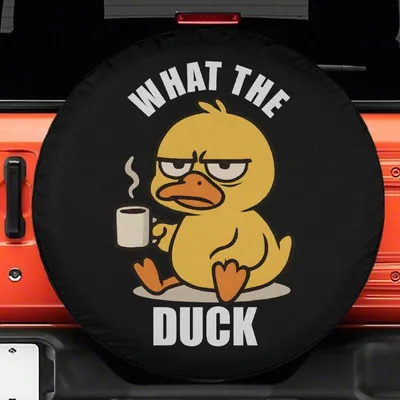 What The Duck Funny Duck Spare Tire Cover With Backup Camera Hole,Duck Owner Man Tire Cover,Duck Dad Tire Cover Spare Tire Cover