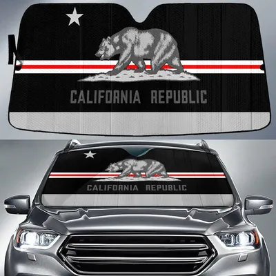 California Republic Flag Thin Red Fire Line Printed Car Sun Shades Cover Auto Windshield PrintSyde