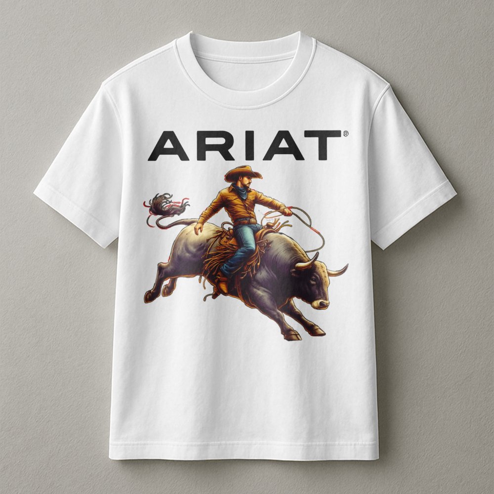 Ariat Rodeo Bull Riding T-Shirt – Western Cowboy Ranch T-Shirt With ...