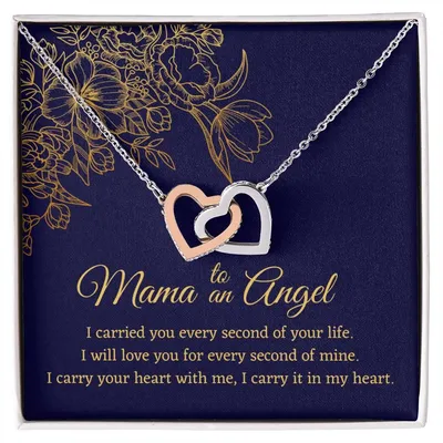 Mama To An Angel - Interlocking Hearts - Miscarriage Gift Necklace Angel Baby Miscarriage Keepsake Pregnancy Loss Bereavement Gift Stillborn Interlocking Hearts Necklace