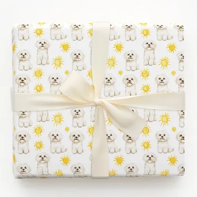 Sunny Day with the Maltese - Gift Wrap for Christmas, Holidays Wrapping Paper, Christmas Wrapping Paper